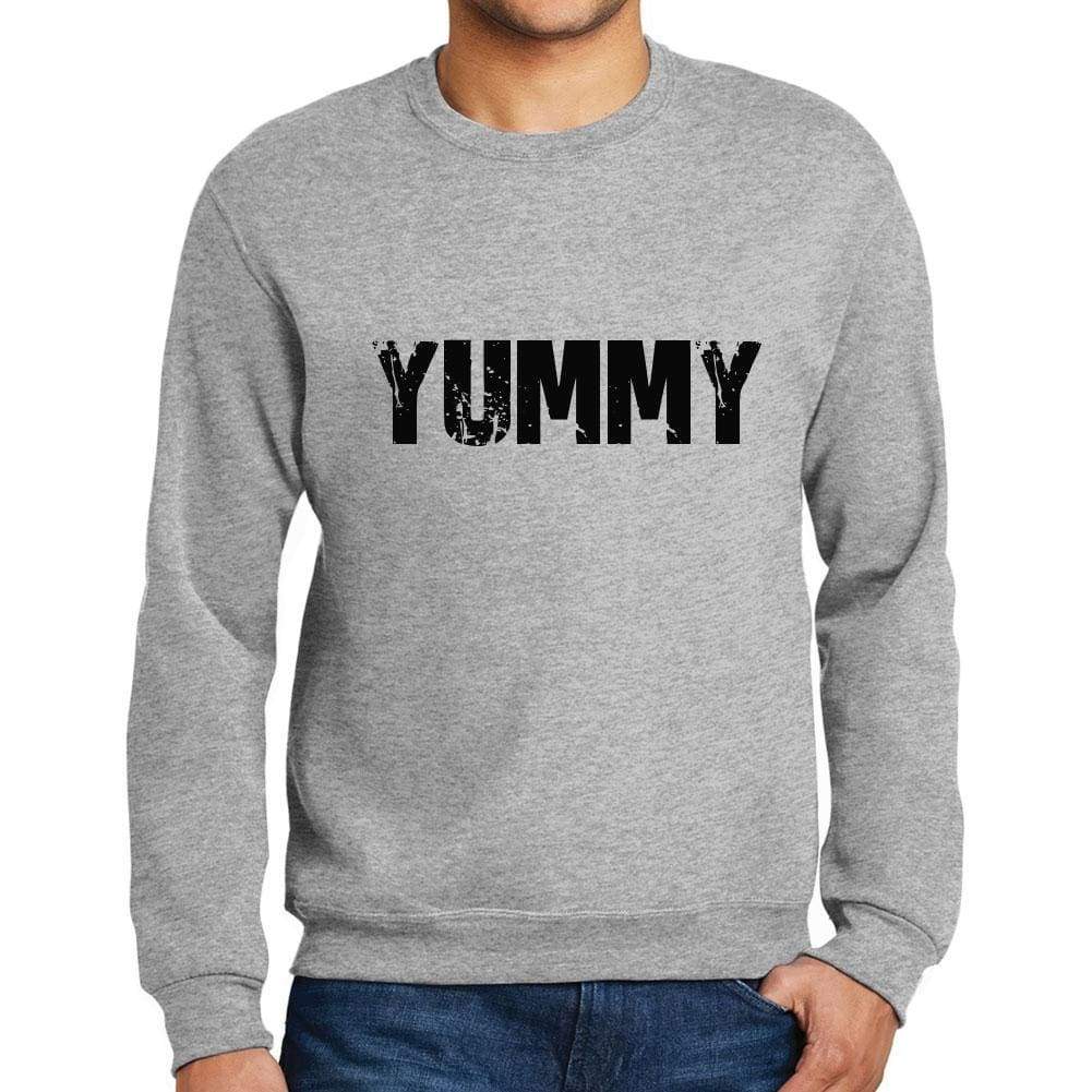 Mens Printed Graphic Sweatshirt Popular Words Yummy Grey Marl - Grey Marl / Small / Cotton - Sweatshirts