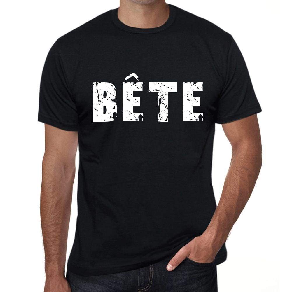 Mens Tee Shirt Vintage T Shirt Bête X-Small Black 00557 - Black / Xs - Casual