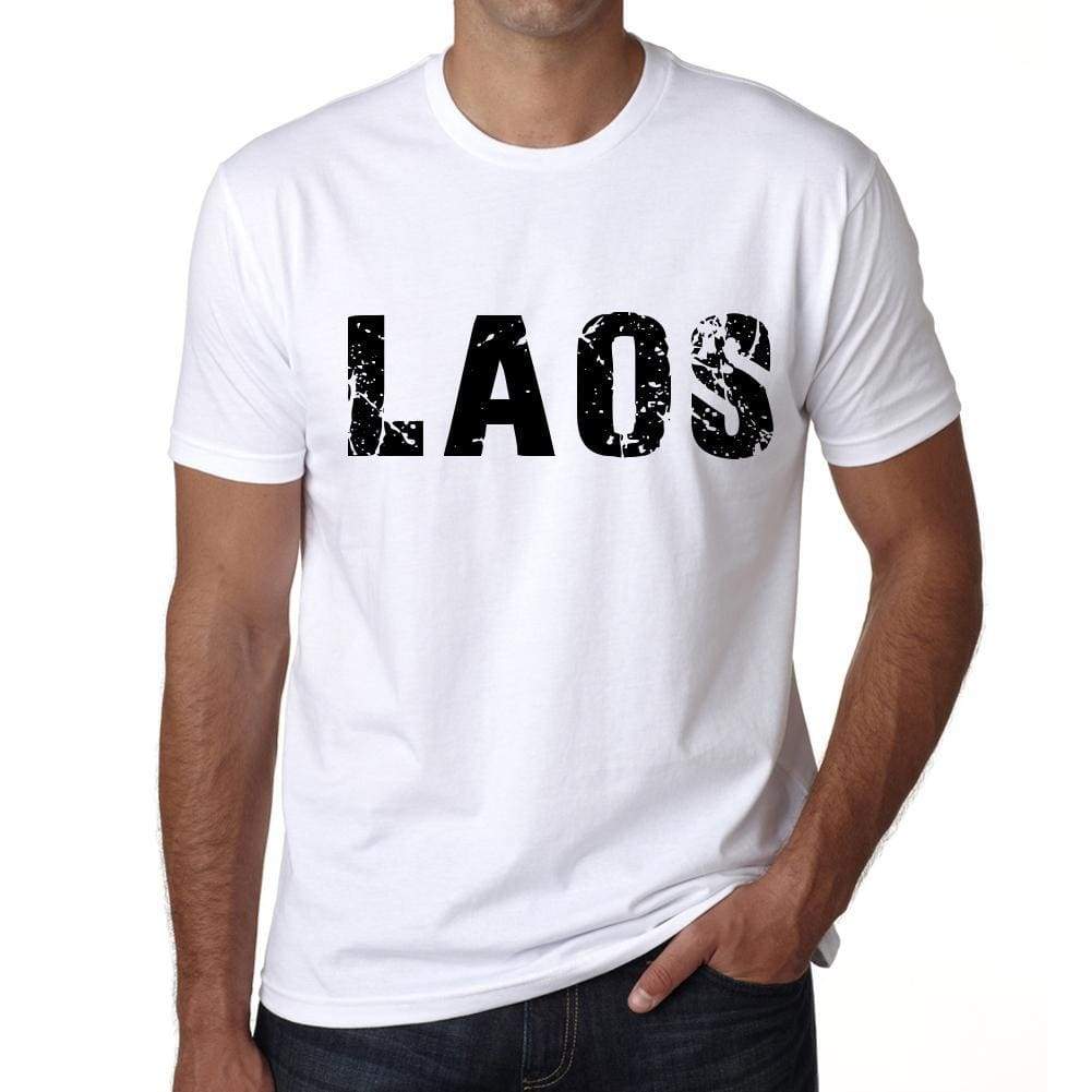 Mens Tee Shirt Vintage T Shirt Laos X-Small White 00560 - White / Xs - Casual