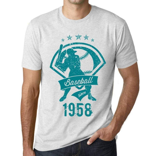 Mens Vintage Tee Shirt Graphic T Shirt Baseball Since 1958 Vintage White - Vintage White / Xs / Cotton - T-Shirt