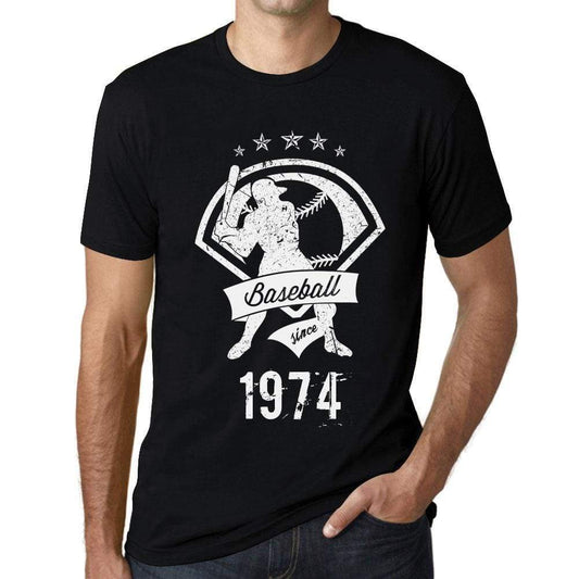 Mens Vintage Tee Shirt Graphic T Shirt Baseball Since 1974 Deep Black White Text - Deep Black White Text / Xs / Cotton - T-Shirt