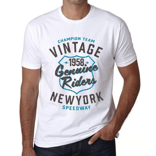 Men’s Vintage Tee Shirt <span>Graphic</span> T shirt Genuine Riders 1958 White - ULTRABASIC