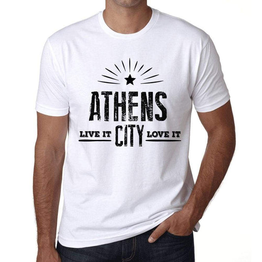 Mens Vintage Tee Shirt Graphic T Shirt Live It Love It Athens White - White / Xs / Cotton - T-Shirt