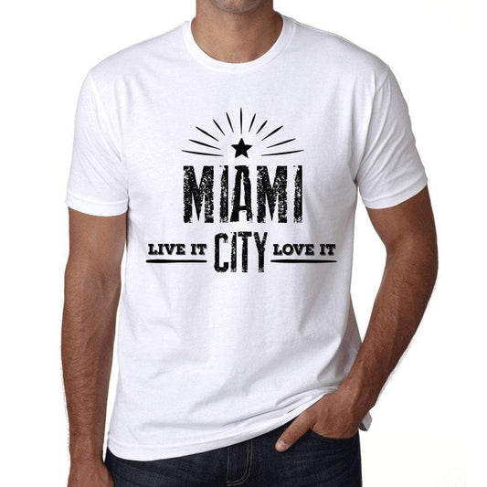 Mens Vintage Tee Shirt Graphic T Shirt Live It Love It Miami White - White / Xs / Cotton - T-Shirt
