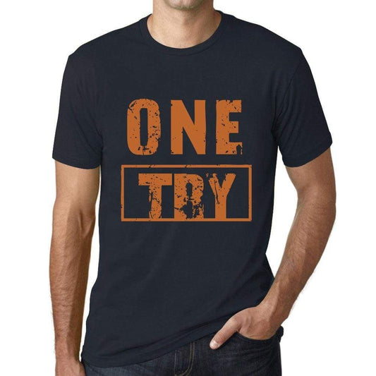 Mens Vintage Tee Shirt Graphic T Shirt One Try Navy - Navy / Xs / Cotton - T-Shirt