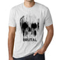 Mens Vintage Tee Shirt Graphic T Shirt Skull Brutal Vintage White - Vintage White / Xs / Cotton - T-Shirt