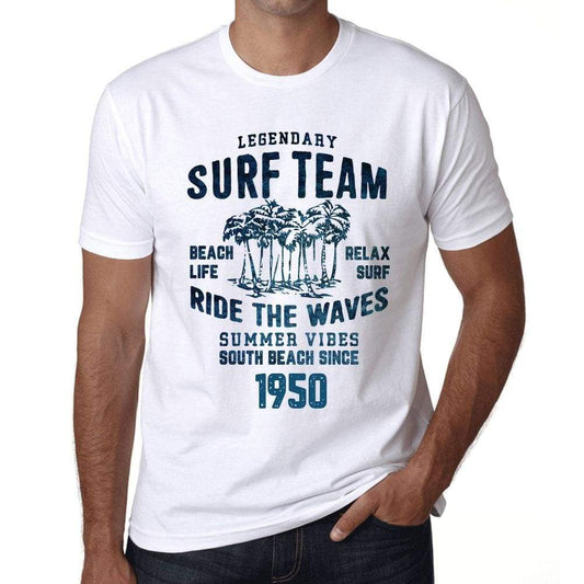Mens Vintage Tee Shirt Graphic T Shirt Surf Team 1950 White - White / Xs / Cotton - T-Shirt