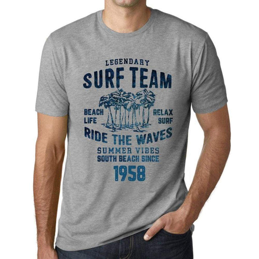 Mens Vintage Tee Shirt Graphic T Shirt Surf Team 1958 Grey Marl - Grey Marl / Xs / Cotton - T-Shirt
