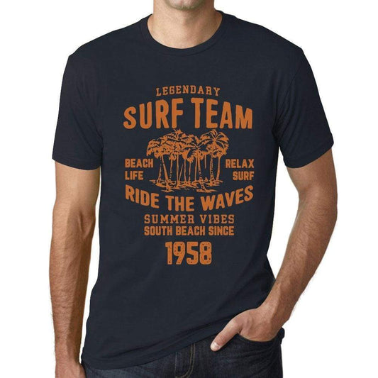 Mens Vintage Tee Shirt Graphic T Shirt Surf Team 1958 Navy - Navy / Xs / Cotton - T-Shirt