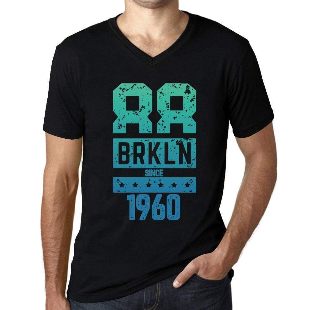 Mens Vintage Tee Shirt Graphic V-Neck T Shirt Brkln Since 1960 Black - Black / S / Cotton - T-Shirt
