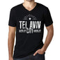 Mens Vintage Tee Shirt Graphic V-Neck T Shirt Live It Love It Tel Aviv Deep Black - Black / S / Cotton - T-Shirt