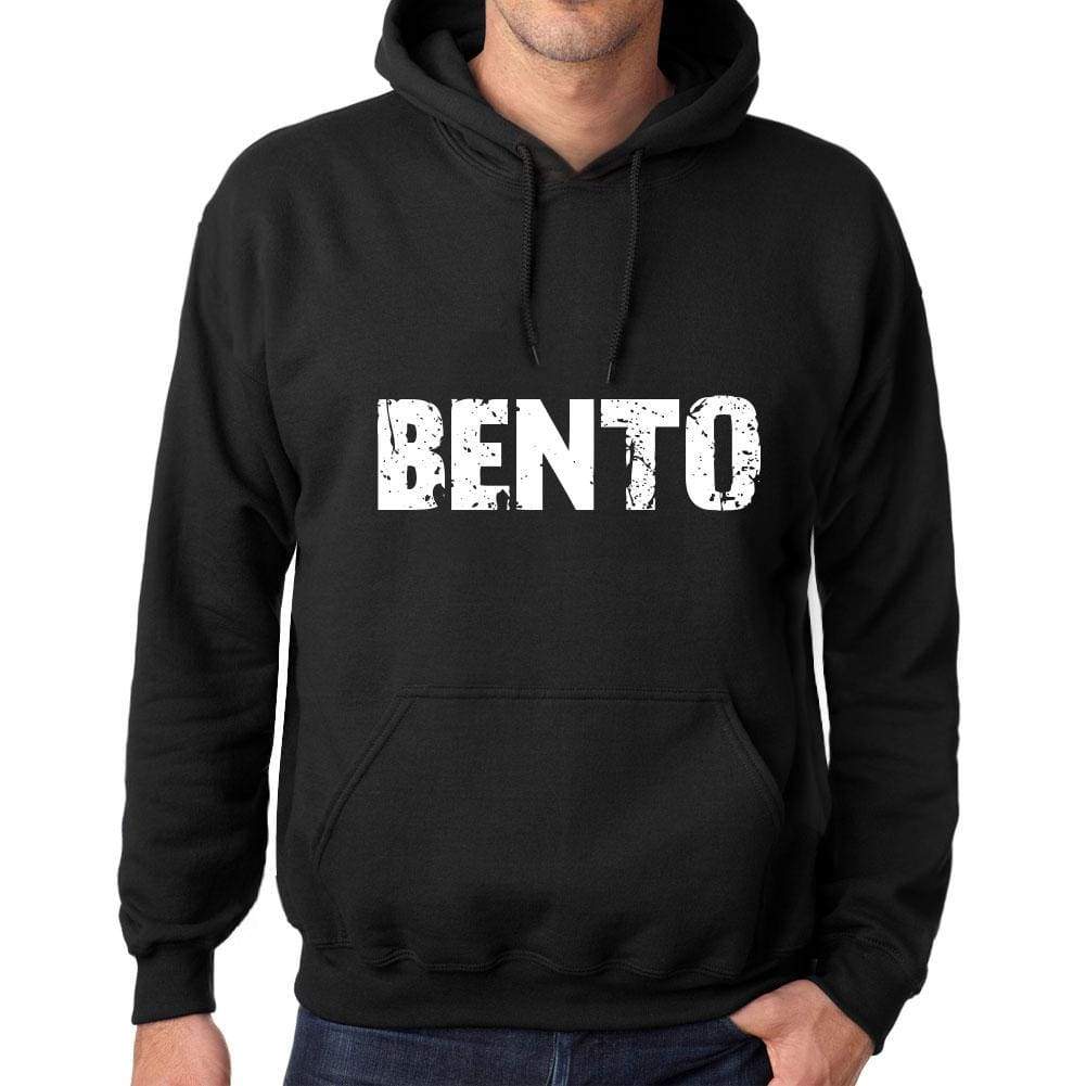 Mens Womens Unisex Printed Graphic Cotton Hoodie Soft Heavyweight Hooded Sweatshirt Pullover Popular Words Bento Deep Black - Black / Xs /