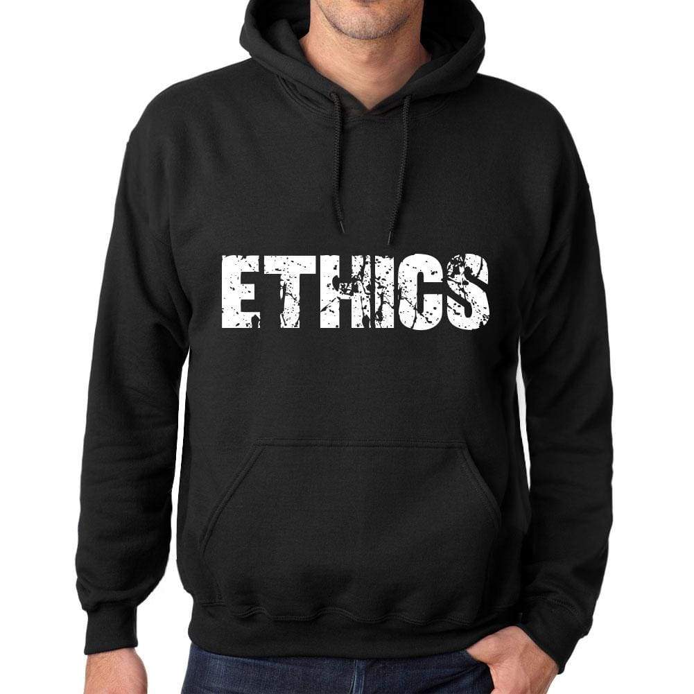 Mens Womens Unisex Printed Graphic Cotton Hoodie Soft Heavyweight Hooded Sweatshirt Pullover Popular Words Ethics Deep Black - Black / Xs /