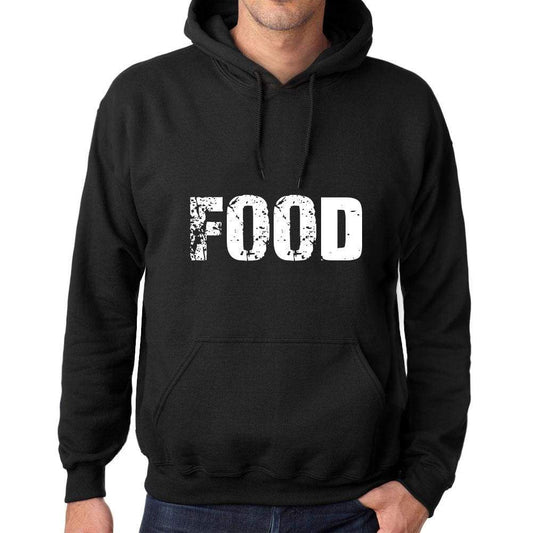Mens Womens Unisex Printed Graphic Cotton Hoodie Soft Heavyweight Hooded Sweatshirt Pullover Popular Words Food Deep Black - Black / Xs /