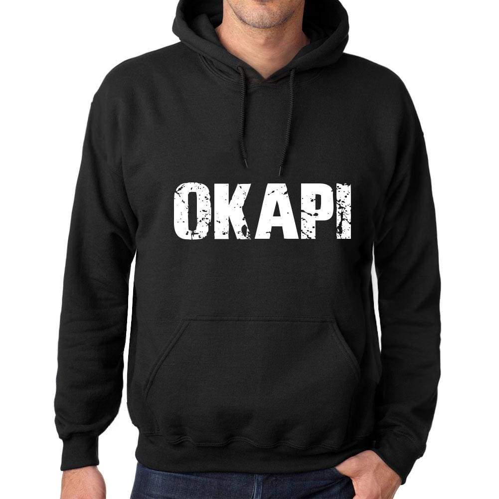 Mens Womens Unisex Printed Graphic Cotton Hoodie Soft Heavyweight Hooded Sweatshirt Pullover Popular Words Okapi Deep Black - Black / Xs /