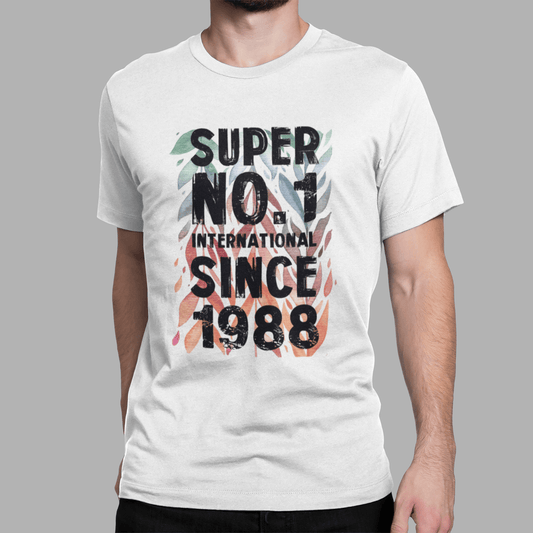 1988, Super No.1 Since 1988 Men's T-shirt White Birthday Gift 00507