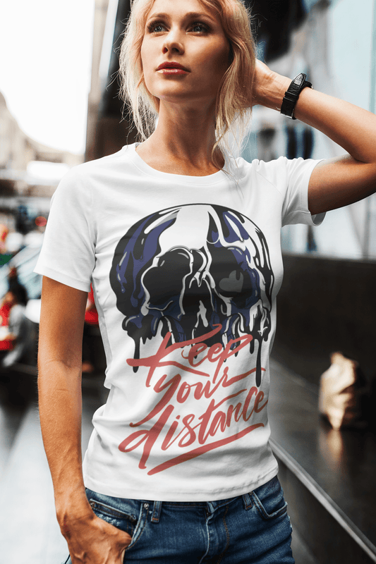 ULTRABASIC Women's Organic T-Shirt - Keep Distance - Skull Shirt for Women