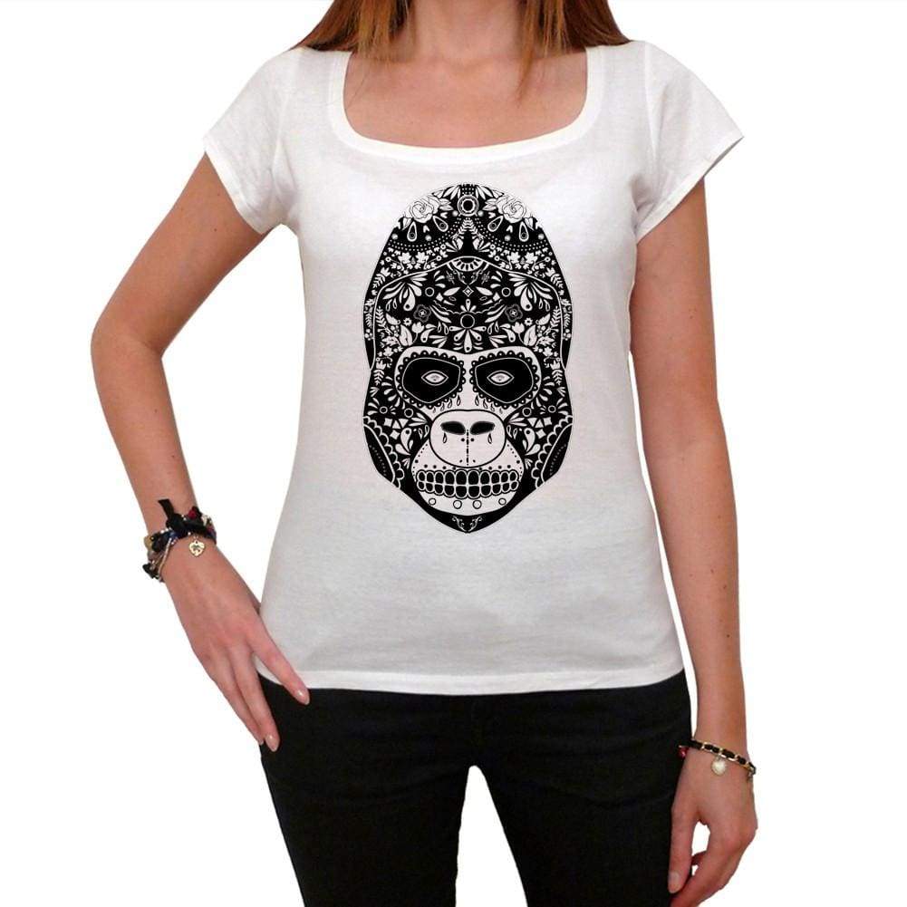 Monkey Skull White Womens T-Shirt 100% Cotton 00188