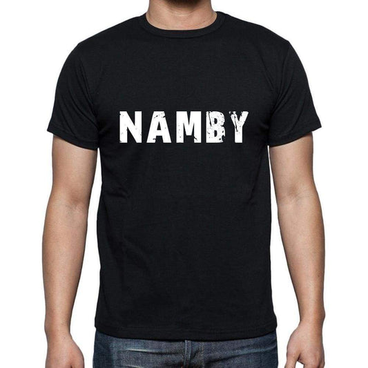 Namby Mens Short Sleeve Round Neck T-Shirt 5 Letters Black Word 00006 - Casual