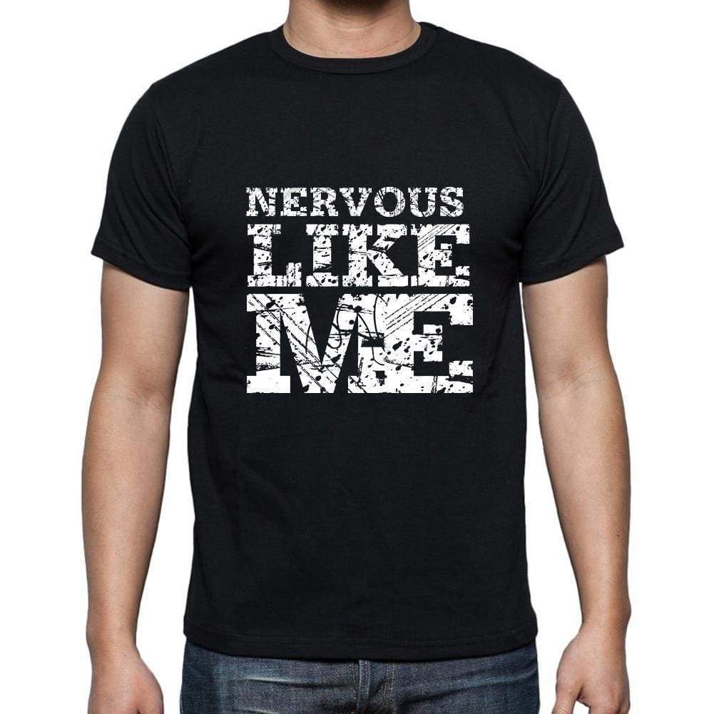 NERVOUS Like me, black, <span>Men's</span> <span><span>Short Sleeve</span></span> <span>Round Neck</span> T-shirt 00055 - ULTRABASIC