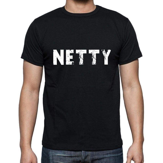 Netty Mens Short Sleeve Round Neck T-Shirt 5 Letters Black Word 00006 - Casual