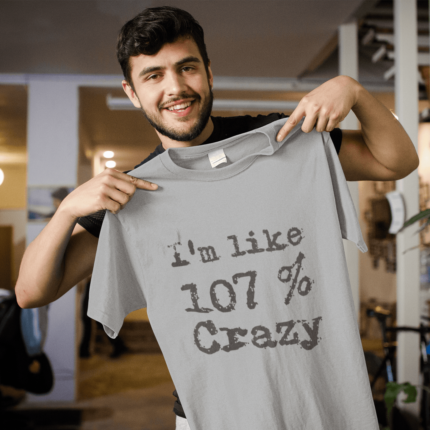 I'm Like 100% Crazy, Grey, Men's Short Sleeve Round Neck T-shirt, gift t-shirt 00326