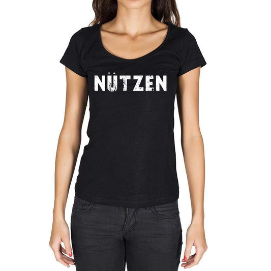 Nützen German Cities Black Womens Short Sleeve Round Neck T-Shirt 00002 - Casual