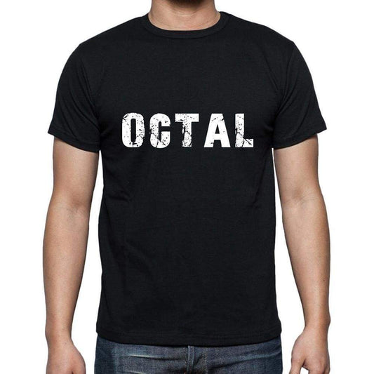 Octal Mens Short Sleeve Round Neck T-Shirt 5 Letters Black Word 00006 - Casual