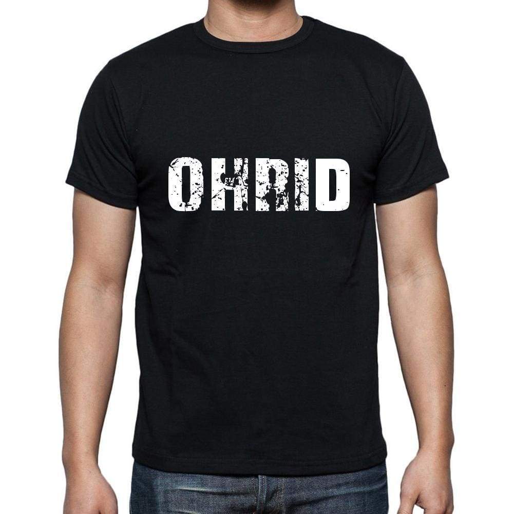 Ohrid Mens Short Sleeve Round Neck T-Shirt 5 Letters Black Word 00006 - Casual