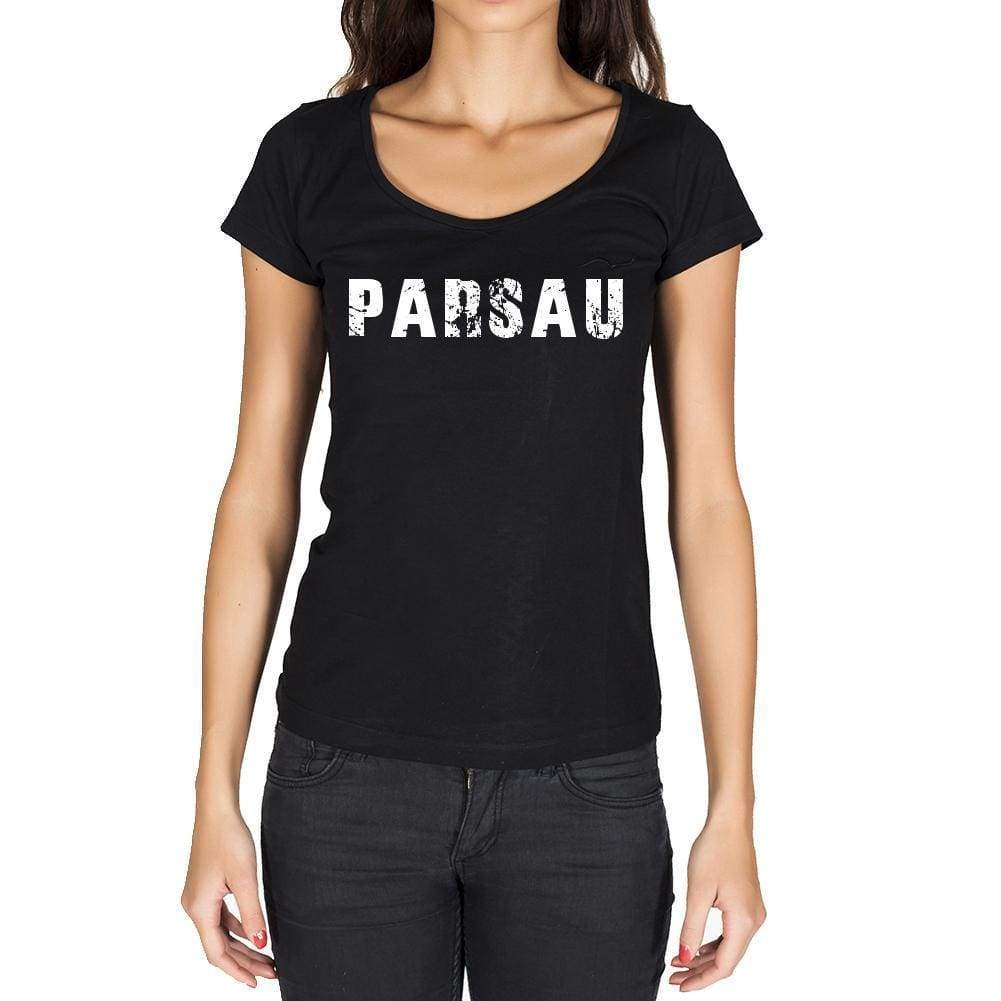 Parsau German Cities Black Womens Short Sleeve Round Neck T-Shirt 00002 - Casual