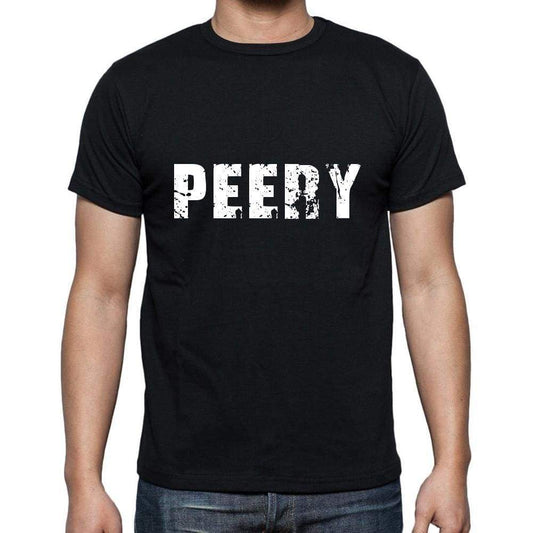 Peery Mens Short Sleeve Round Neck T-Shirt 5 Letters Black Word 00006 - Casual