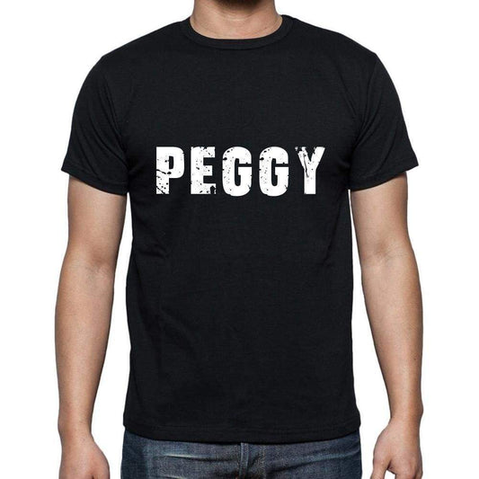 Peggy Mens Short Sleeve Round Neck T-Shirt 5 Letters Black Word 00006 - Casual