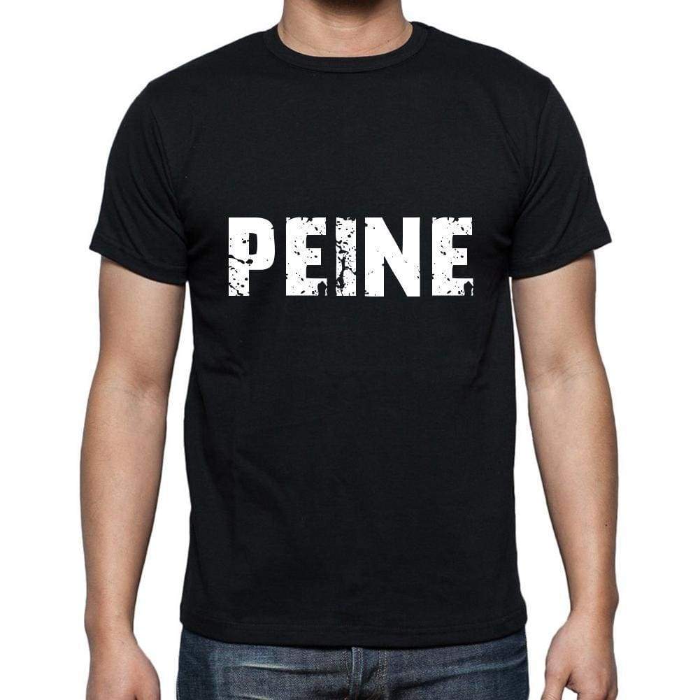 Peine Mens Short Sleeve Round Neck T-Shirt 5 Letters Black Word 00006 - Casual