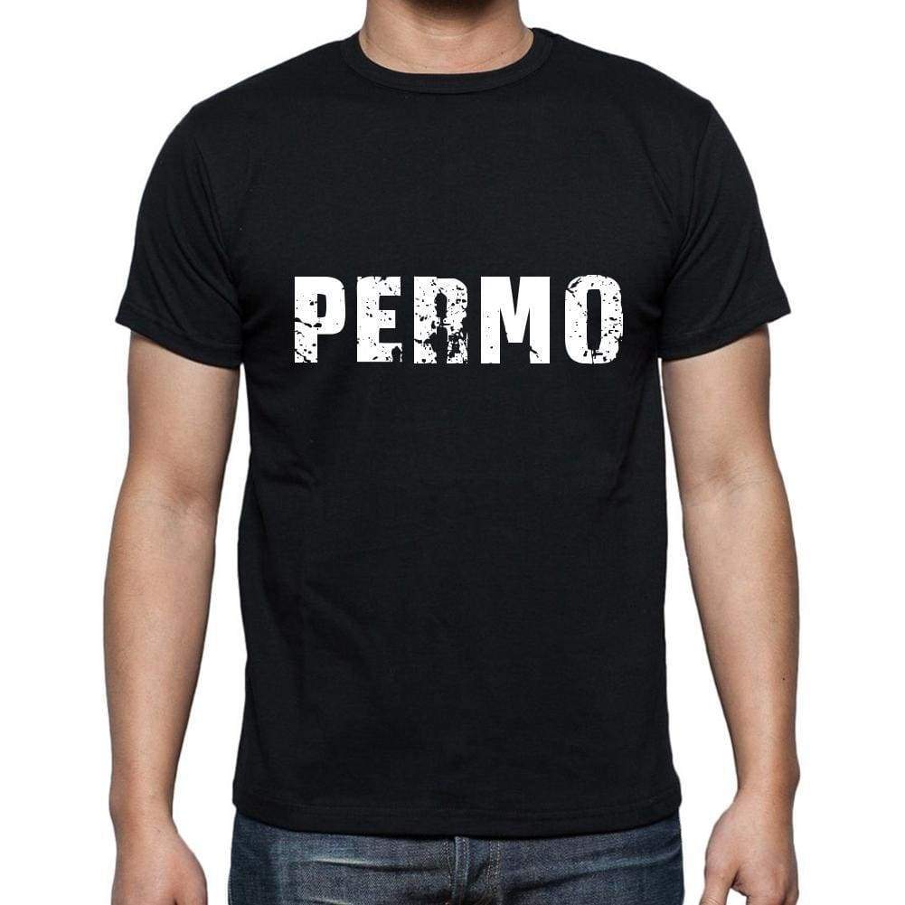 Permo Mens Short Sleeve Round Neck T-Shirt 5 Letters Black Word 00006 - Casual