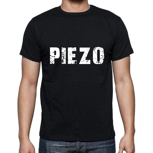 Piezo Mens Short Sleeve Round Neck T-Shirt 5 Letters Black Word 00006 - Casual