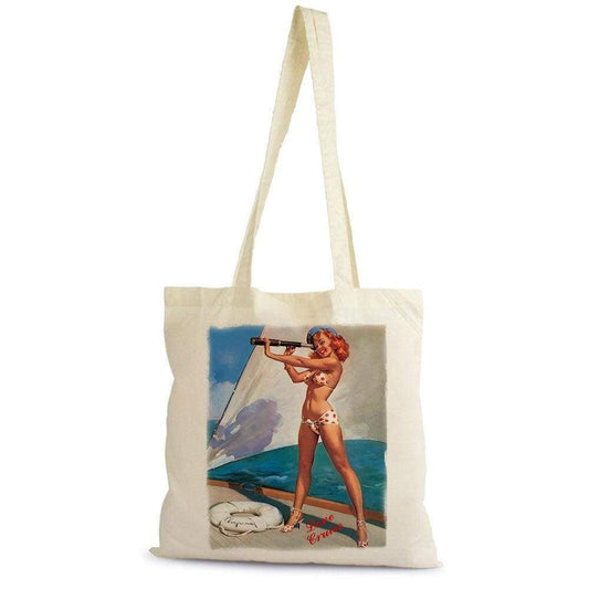 Pin-Up Spendid View H Tote Bag Shopping Natural Cotton Gift Beige 00272 - Beige - Tote Bag