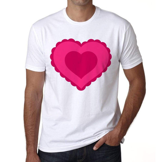 Pink Lace Heart Mens Tee White 100% Cotton 00156