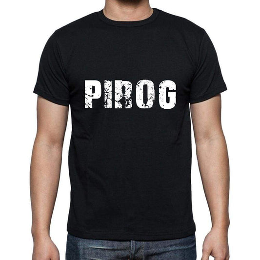 Pirog Mens Short Sleeve Round Neck T-Shirt 5 Letters Black Word 00006 - Casual