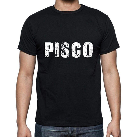 Pisco Mens Short Sleeve Round Neck T-Shirt 5 Letters Black Word 00006 - Casual