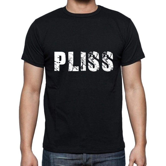 Pliss Mens Short Sleeve Round Neck T-Shirt 5 Letters Black Word 00006 - Casual