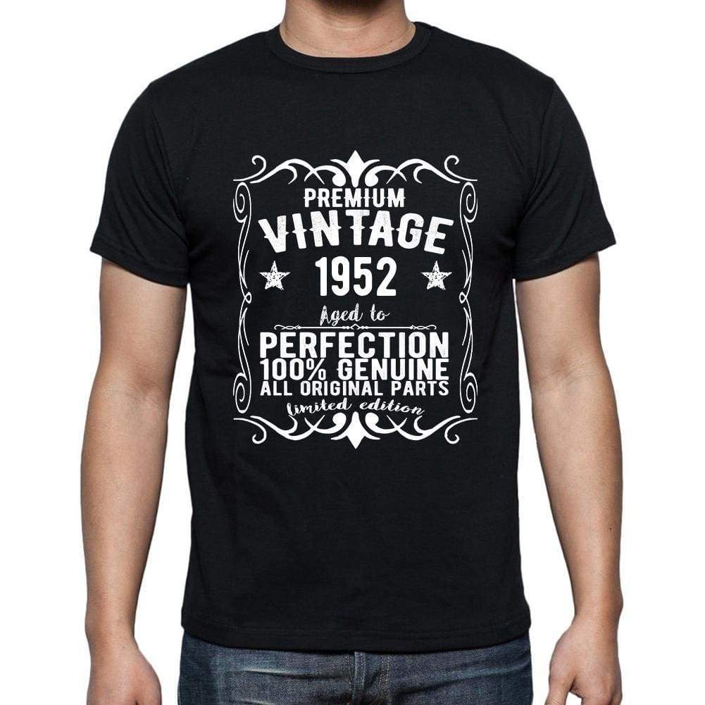 Premium Vintage Year 1952 Black Mens Short Sleeve Round Neck T-Shirt Gift T-Shirt 00347 - Black / S - Casual