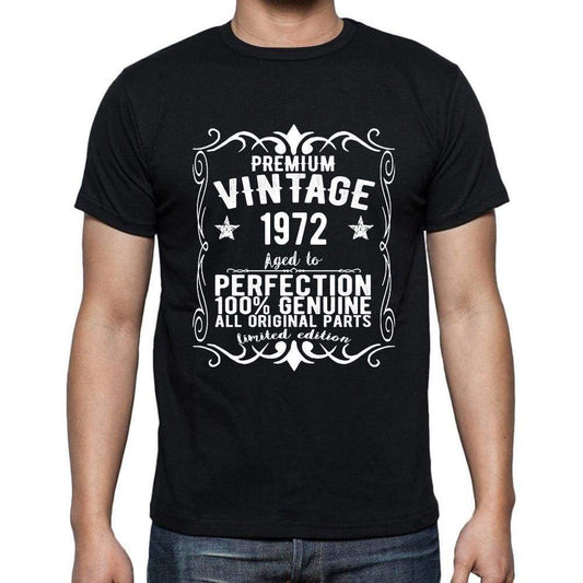 Premium Vintage Year 1972 Black Mens Short Sleeve Round Neck T-Shirt Gift T-Shirt 00347 - Black / S - Casual