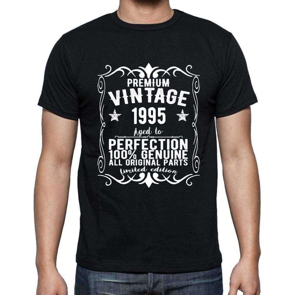 Premium Vintage Year 1995 Black Mens Short Sleeve Round Neck T-Shirt Gift T-Shirt 00347 - Black / S - Casual