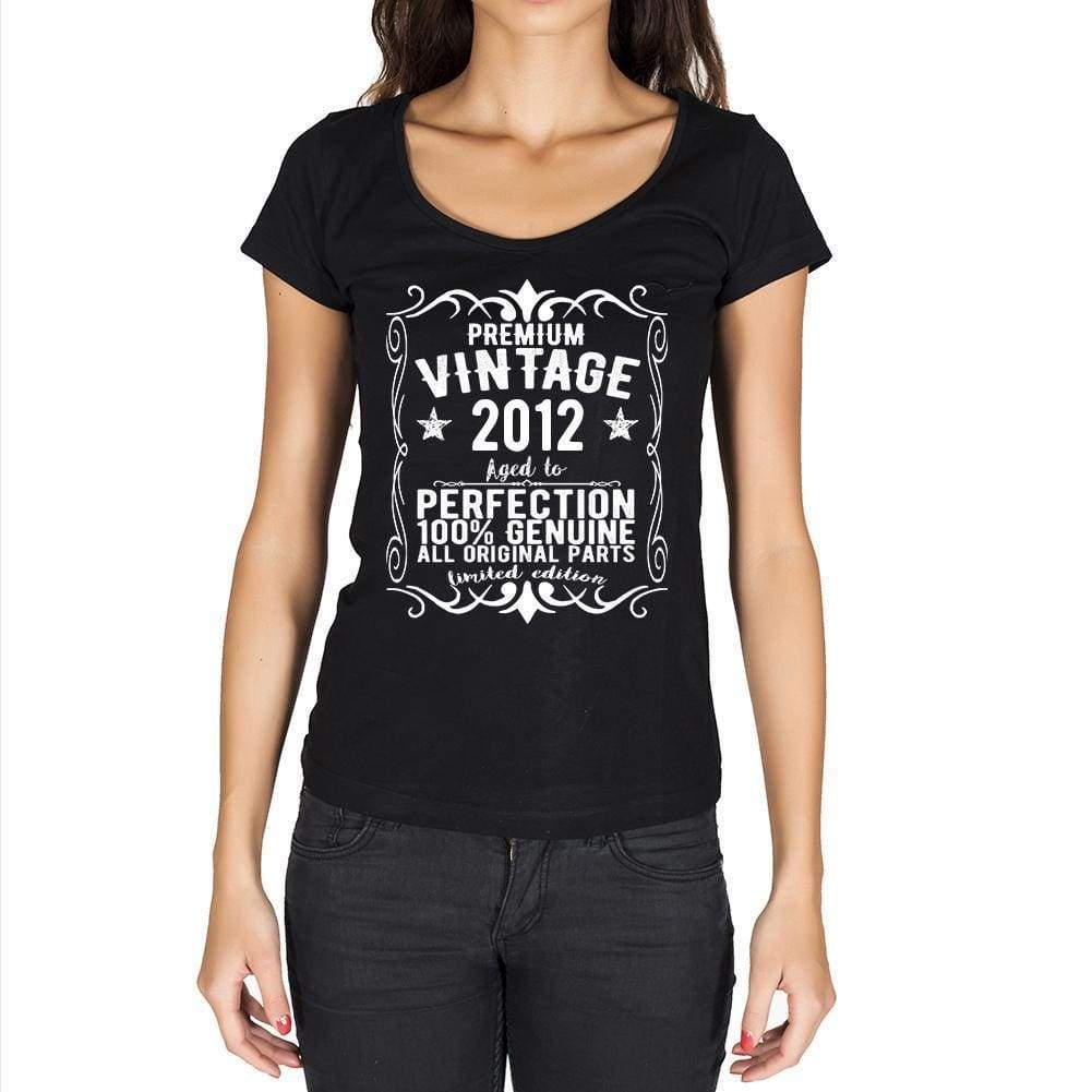 Premium Vintage Year 2012 Black Womens Short Sleeve Round Neck T-Shirt Gift T-Shirt 00365 - Black / Xs - Casual