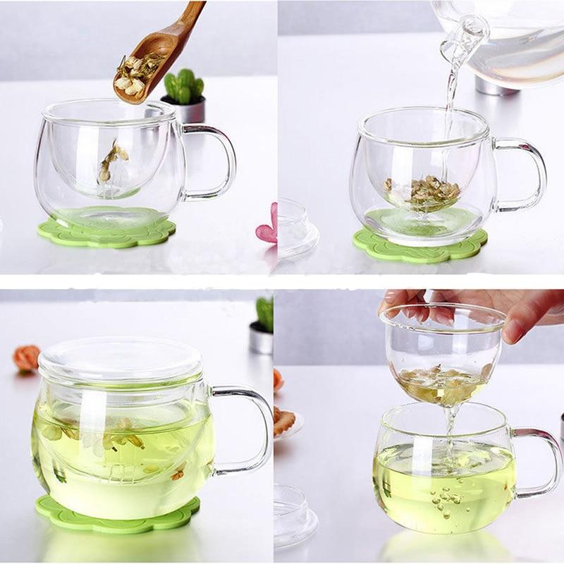 1 Set Coffee Mug Tea Glass Cup Transparent Clear Glass Milk Mug Coffee Tea Mugs With Tea Infuser Filter Lid Water Cup