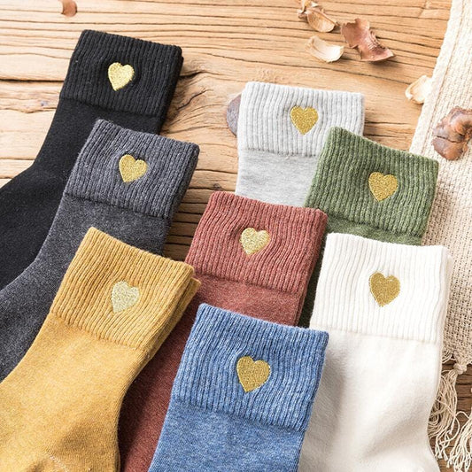 Autumn and winter embroidery love pattern woman socks warm thickening woman wool socks kawaii women warm winter socks