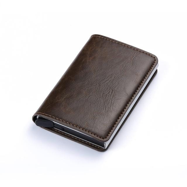 Business ID Credit Card Holder Men and Women Metal RFID Vintage Aluminium Box PU Leather Card Wallet Note Carb-Card Holder-Ultrabasic