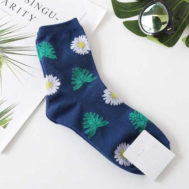 Jacquard/Plants Cute Flowers Pattern Printing Art Socks Women Dandelion/Sunflower Socks Fashion Soft Calcetines Sokken