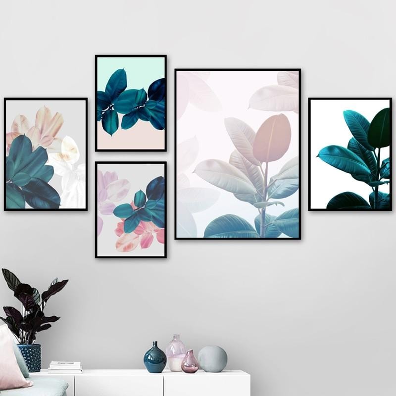 Abstract Wall Art Canvas Painting Modern Home Decor, Leaves Watercolour Nordic Posters Print Botanical Pictures for Living Room