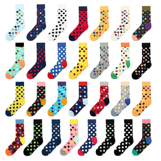 2020 Fashion Colorful Dot Cotton Men Happy Socks Personality Tide Brand Harajuku Casual Funny Socks Men Meias
